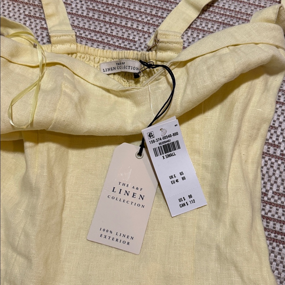 Abercrombie Drop Waist Linen Skort, Yellow, XS - Picture 4 of 5